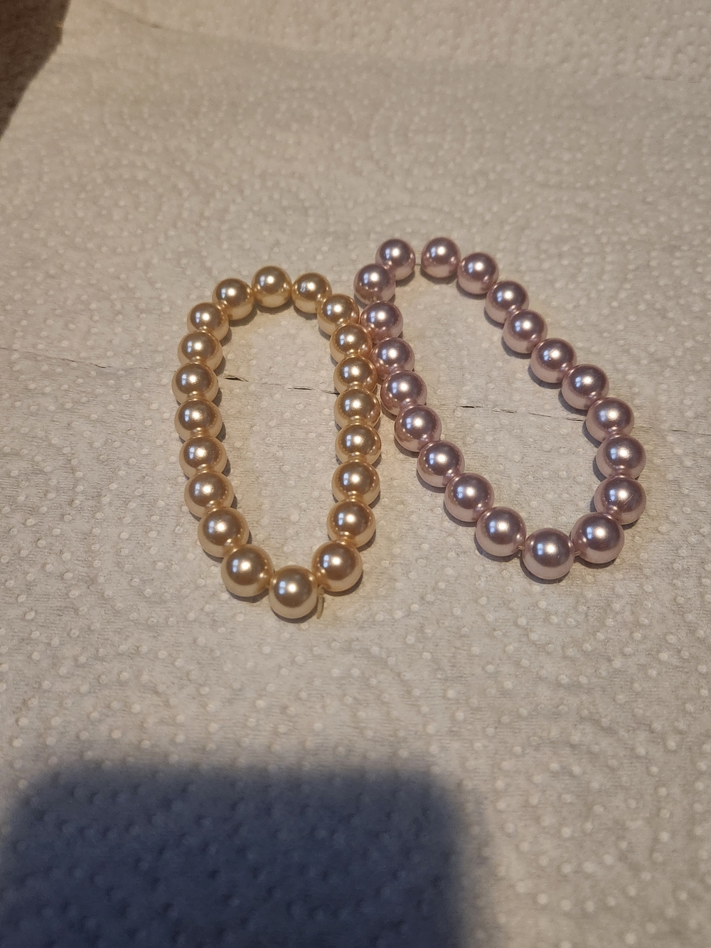 Gold and Pink Pearl Stretch Bracelets - Women Jewelry